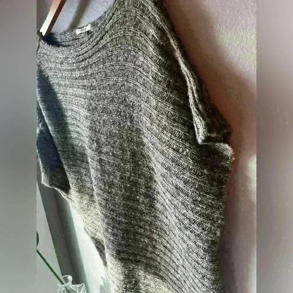 Hendi Asymmetrical Open Knit Hem Tunic Sweater Cold Shoulder Tie Size M/L Taupe - Picture 6 of 13